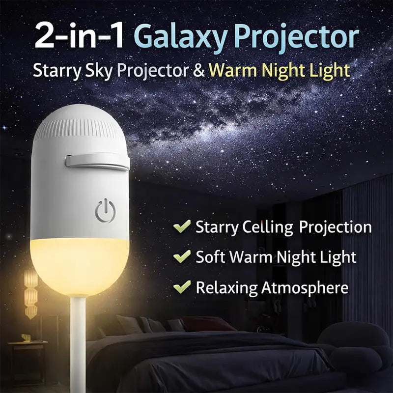 2-in-1 Galaxy Projector Night Light - 12 Projection Scenes For Instant Room Ambiance