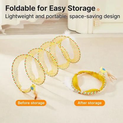 Spiral Cat Tunnel - Springy Feather Play For Active Self-Play