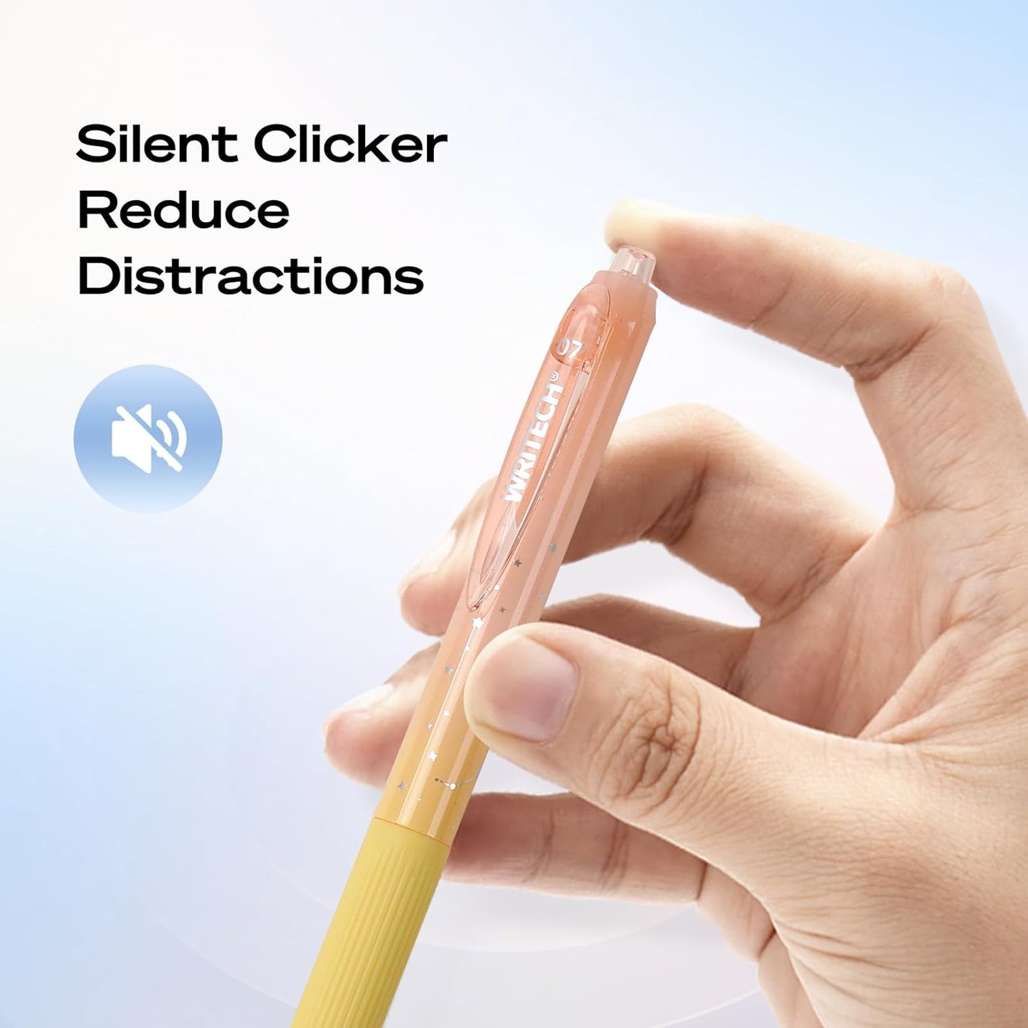 Silent Click Quick-Dry Gel Pens (0.7mm Medium Point, Black Ink)