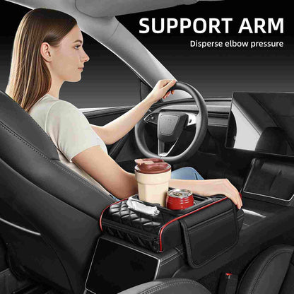 Multifunctional Nappa Leather Car Armrest Storage Pad - 2 Pack per Set