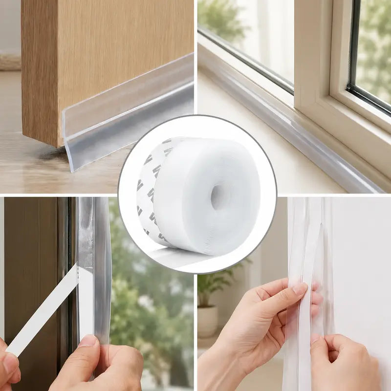 Adhesive Weather Stripping - Peel & Stick Seal for Door & Window Gaps