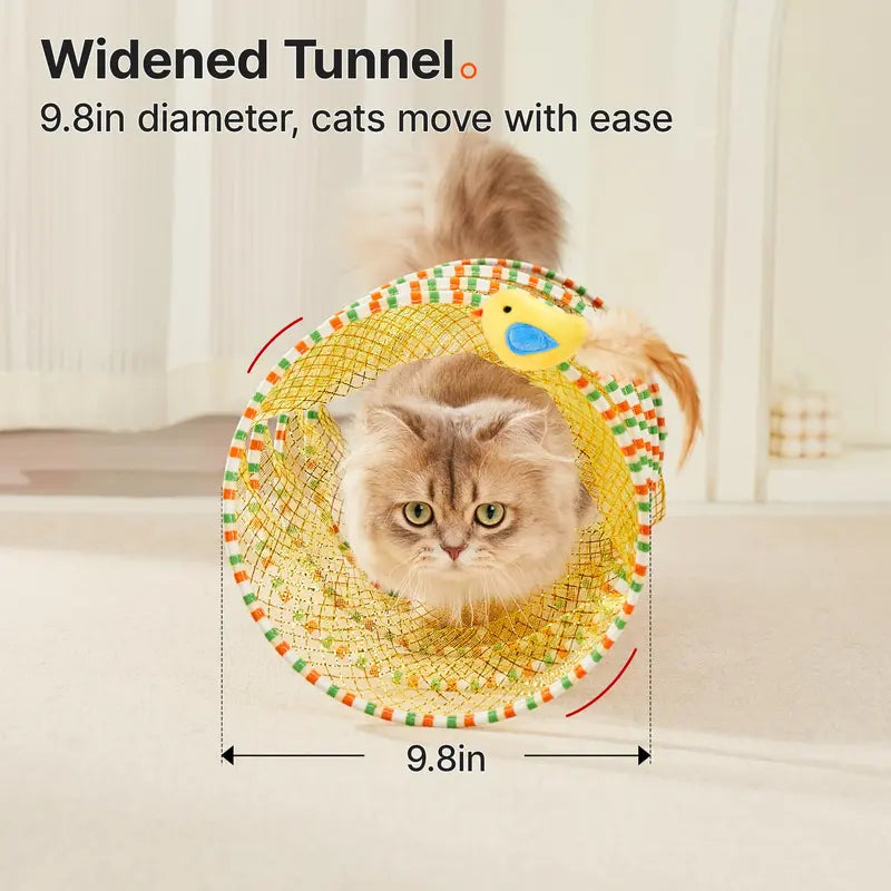 Spiral Cat Tunnel - Springy Feather Play For Active Self-Play