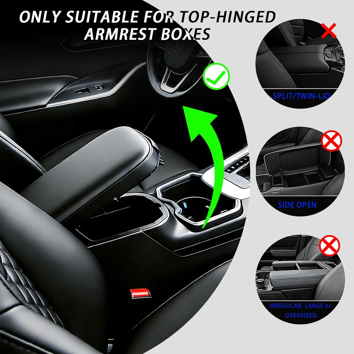 Car Armrest Organizer - 4-in-1 Raised Design For A More Comfortable Drive