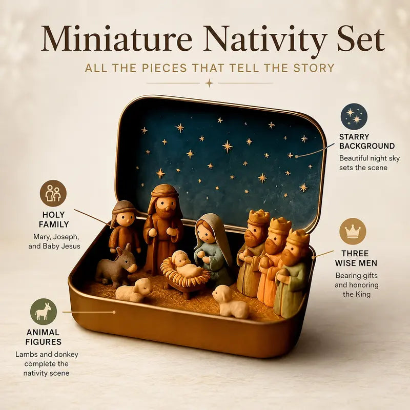 Pocket-Size Nativity Set – Tiny Storage Box For Christmas Display Anywhere