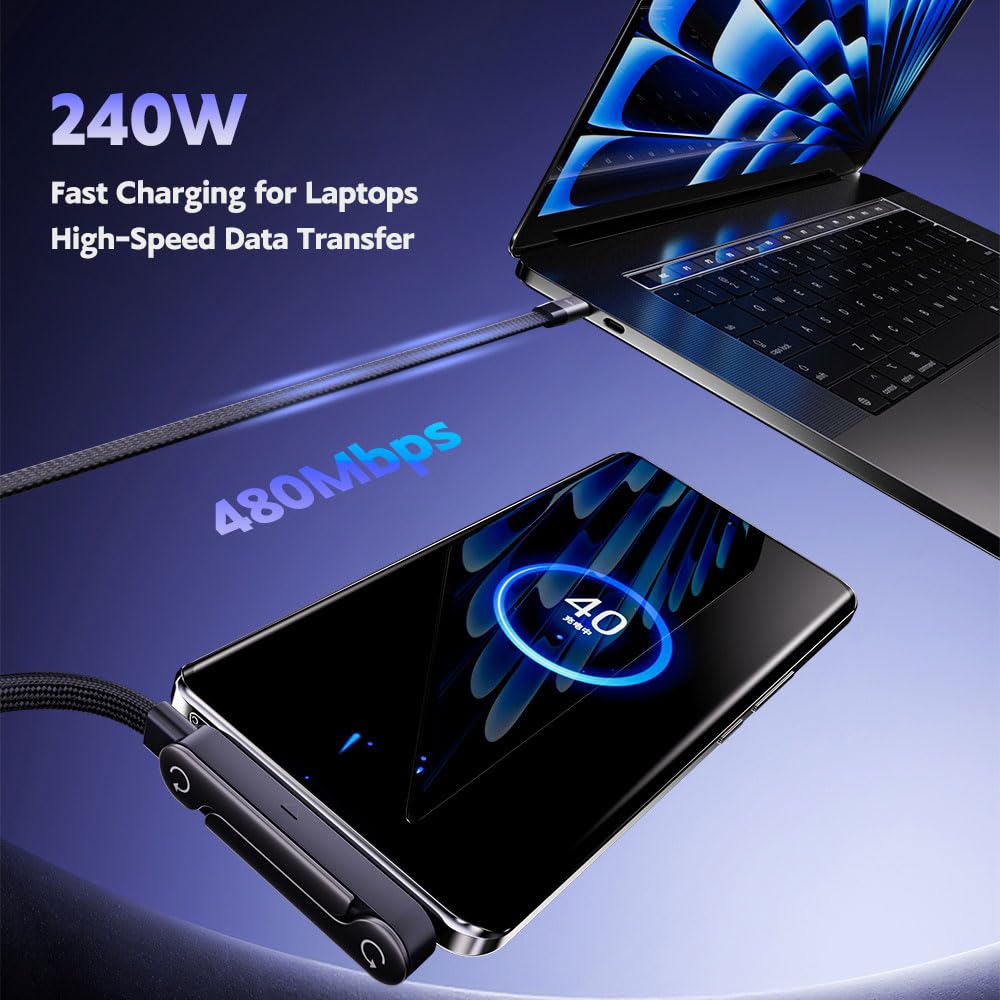 Charge & Watch Hands-Free with 240W Fast Charging Cable