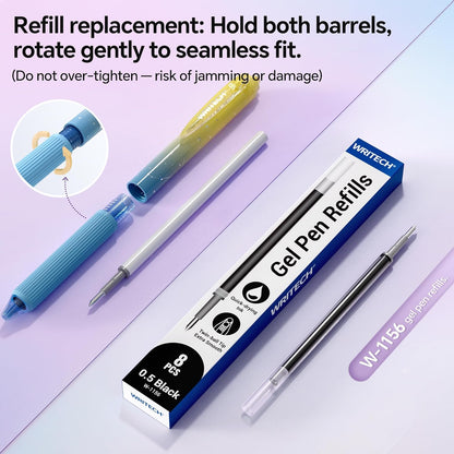 Silent Click Quick-Dry Gel Pens (0.7mm Medium Point, Black Ink)