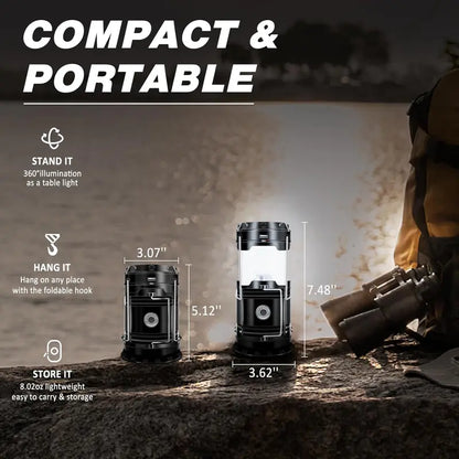 Ultra-Bright Solar Rechargeable LED Camping Lantern & Flashlight