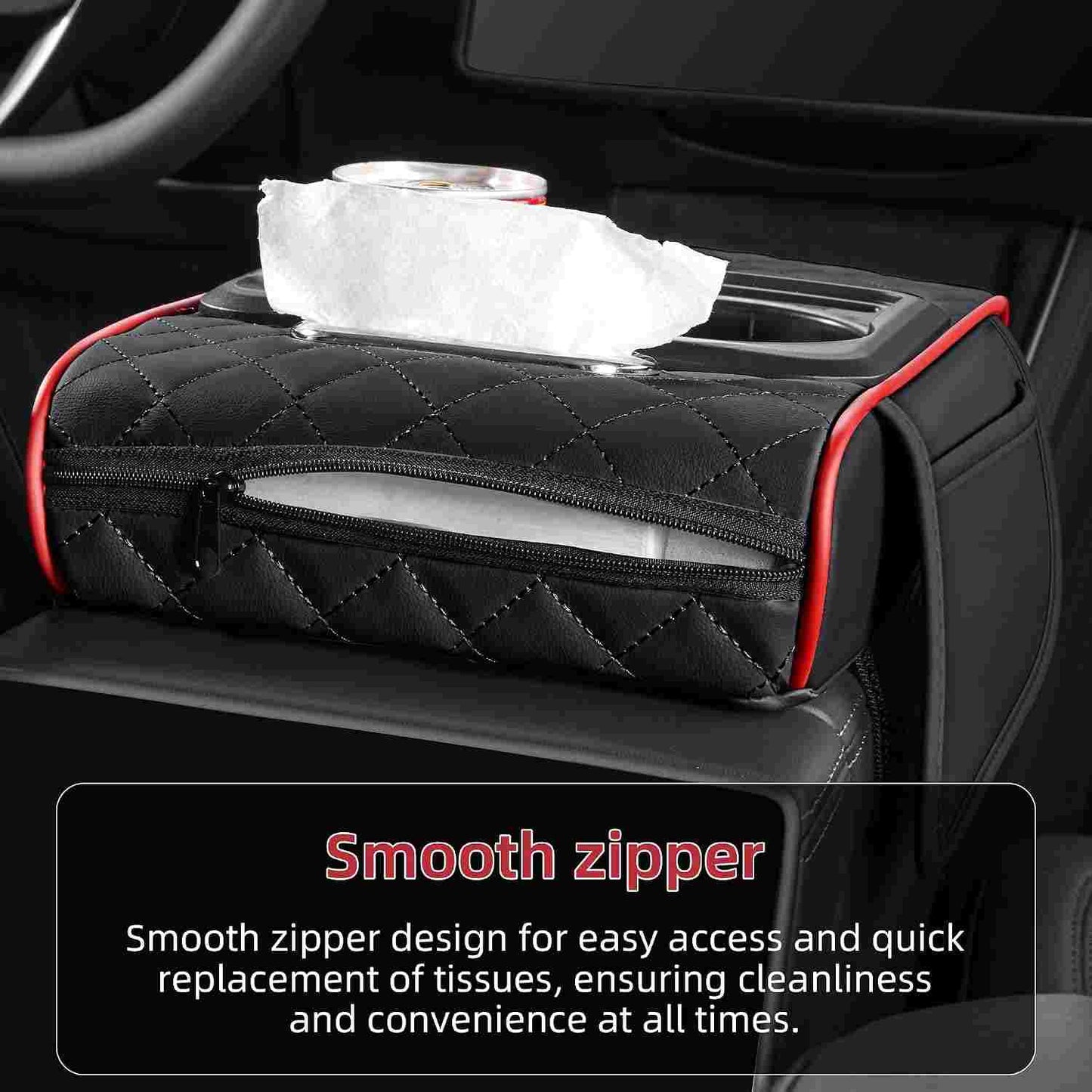 Multifunctional Nappa Leather Car Armrest Storage Pad - 2 Pack per Set