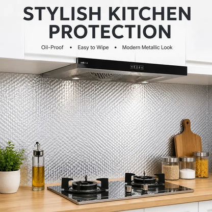 Aluminum Foil Kitchen Film - Peel-and-Stick Protection For Easier Grease Cleanup