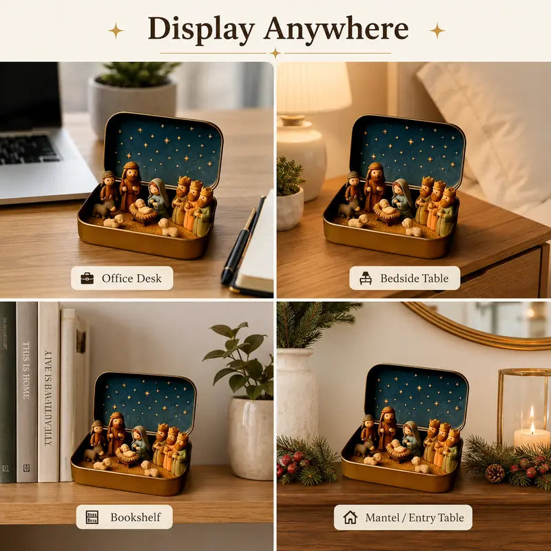 Pocket-Size Nativity Set – Tiny Storage Box For Christmas Display Anywhere