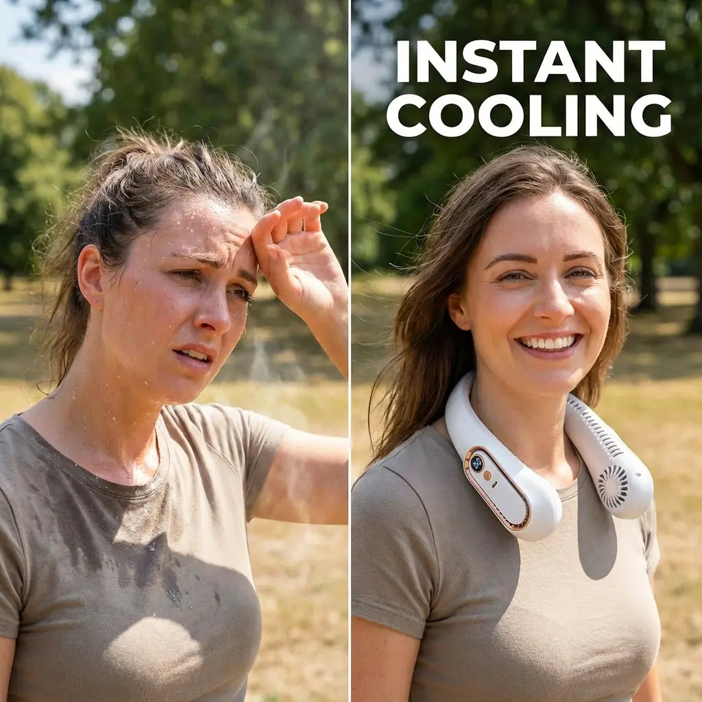 Portable Neck Fan - 5-Speed Hands-Free Cooling For Hot Days