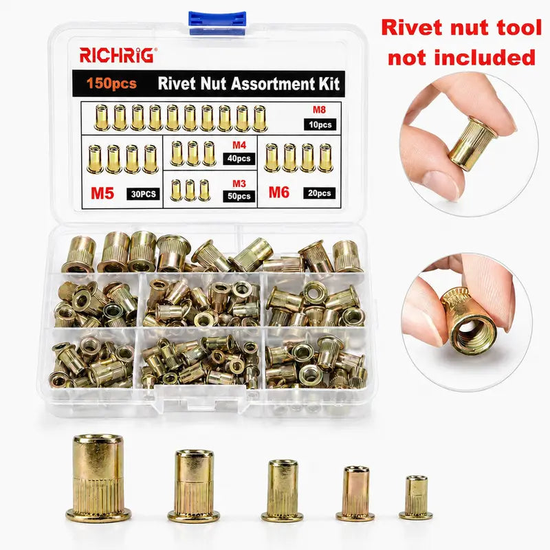 Heavy-Duty Hand Rivet Nut Tool Kit - Fast & Effortless Thread Fastening