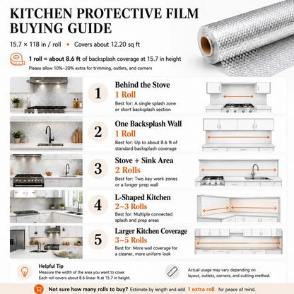 Aluminum Foil Kitchen Film - Peel-and-Stick Protection For Easier Grease Cleanup