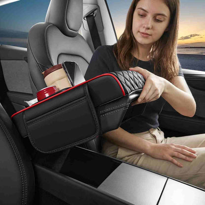 Multifunctional Nappa Leather Car Armrest Storage Pad - 2 Pack per Set