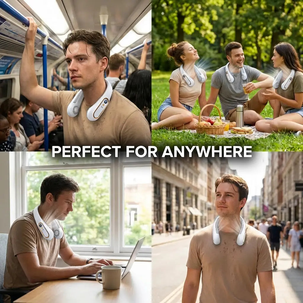 Portable Neck Fan - 5-Speed Hands-Free Cooling For Hot Days