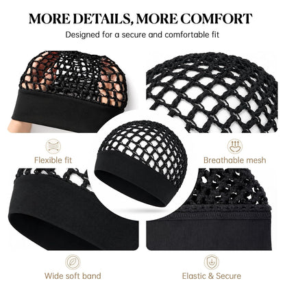 2-Piece Sleeping Cap Set - Wide Stretch Band For Comfortable Overnight Hair Protection