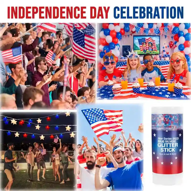 Glitter Stick – 3-In-1 Tri-Color Swivel For Instant Patriotic Sparkle