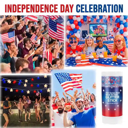 Glitter Stick – 3-In-1 Tri-Color Swivel For Instant Patriotic Sparkle