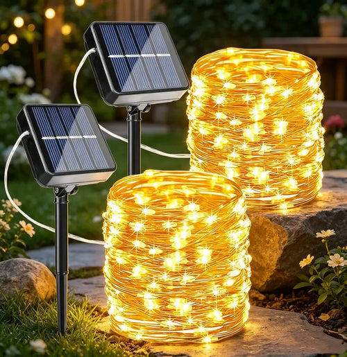 Flacchi 2-Pack Solar Outdoor String Lights, 80FT 240 LED Waterproof Fairy Lights