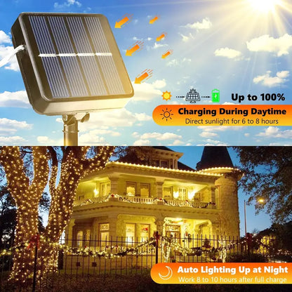 Flacchi 2-Pack Solar Outdoor String Lights, 80FT 240 LED Waterproof Fairy Lights