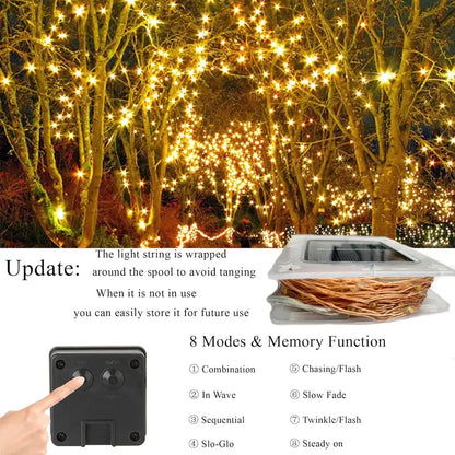 Flacchi 2-Pack Solar Outdoor String Lights, 80FT 240 LED Waterproof Fairy Lights