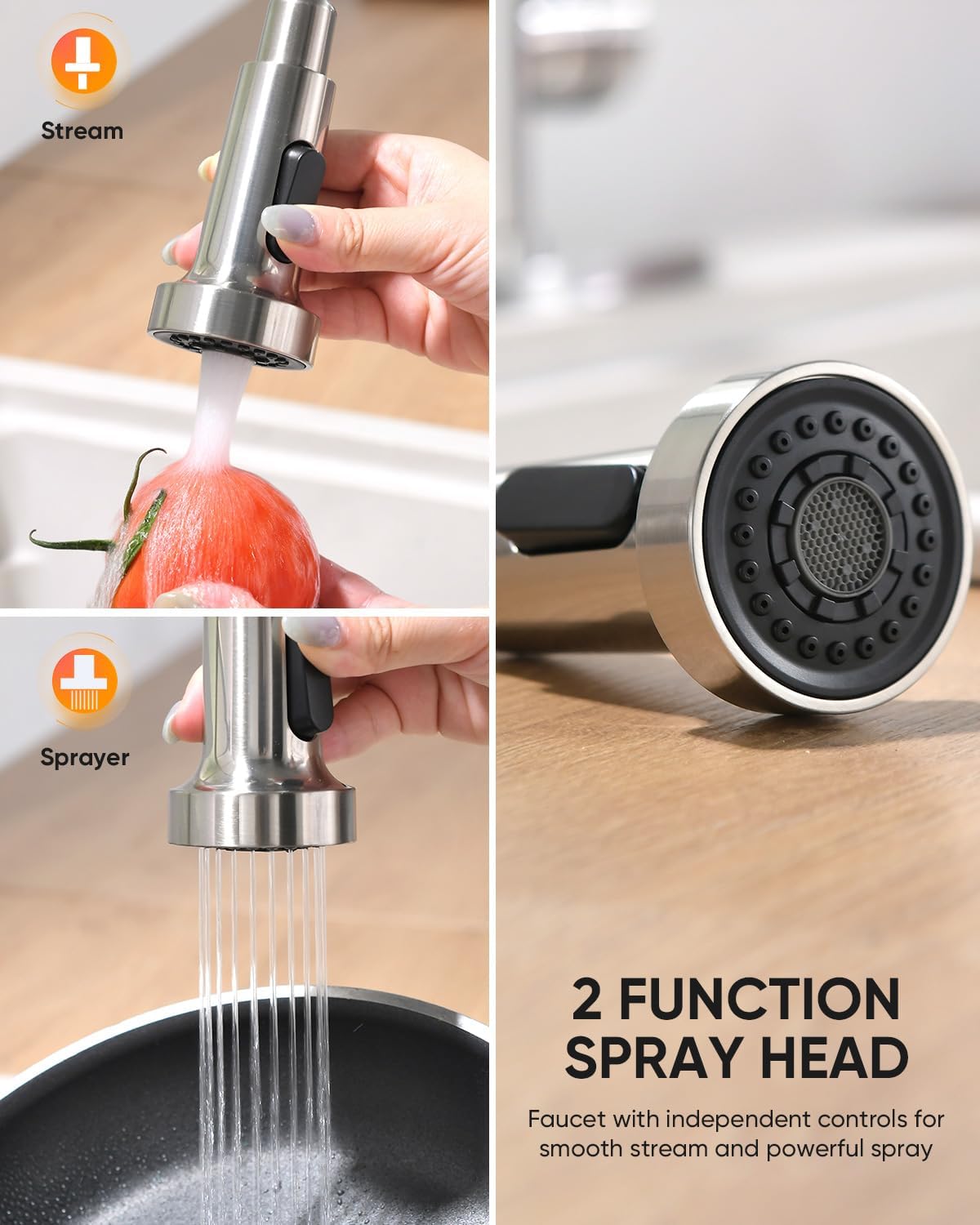 Kitchen Faucet with Pull Down Sprayer Brushed Nickel Single Handle Compact