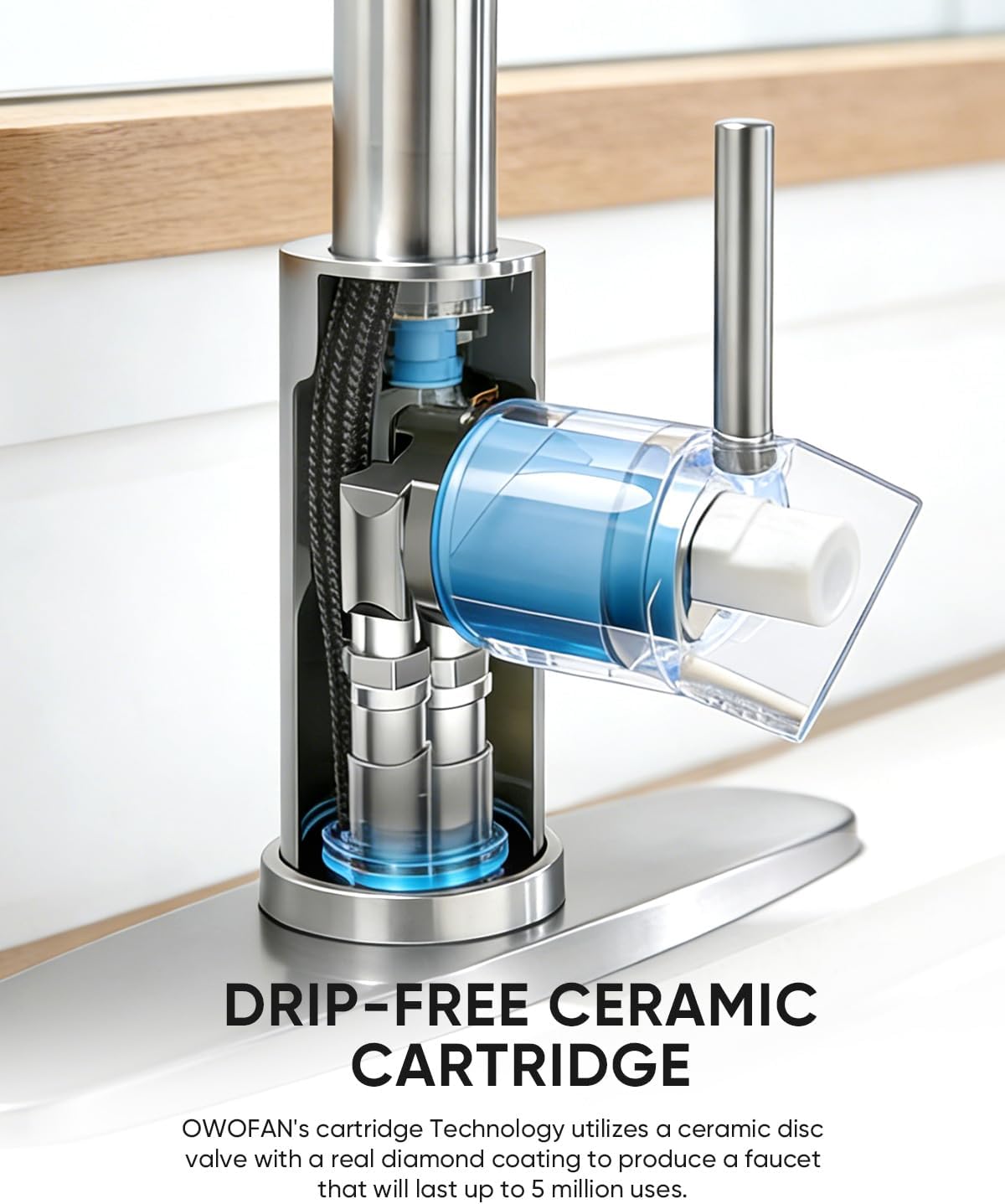 Kitchen Faucet with Pull Down Sprayer Brushed Nickel Single Handle Compact