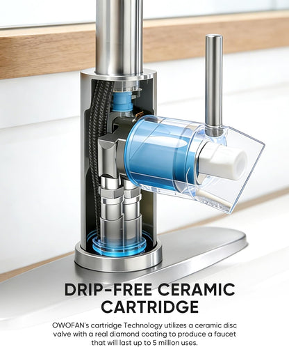 Kitchen Faucet with Pull Down Sprayer Brushed Nickel Single Handle Compact