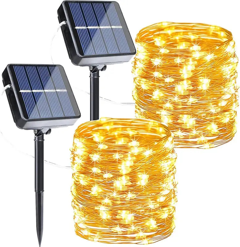 Flacchi 2-Pack Solar Outdoor String Lights, 80FT 240 LED Waterproof Fairy Lights
