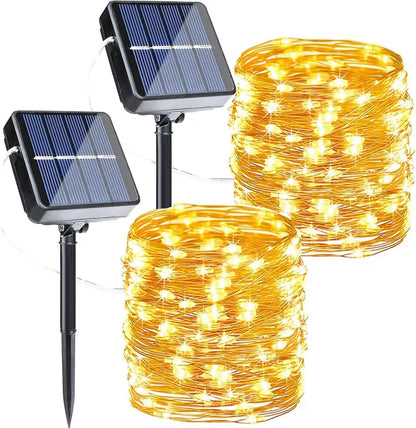 Flacchi 2-Pack Solar Outdoor String Lights, 80FT 240 LED Waterproof Fairy Lights