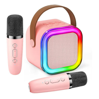 Mini Portable Bluetooth Karaoke Machine with Dual Wireless Microphones