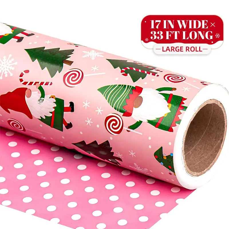 Reversible Christmas Gift Wrapping Paper Roll (17" x 120") | Buy 1 Get 1 Free