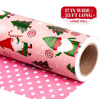Reversible Christmas Gift Wrapping Paper Roll (17" x 120") | Buy 1 Get 1 Free
