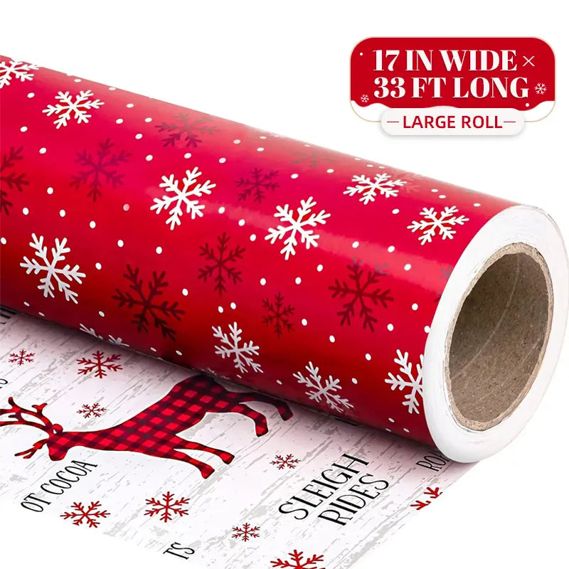 Reversible Christmas Gift Wrapping Paper Roll (17" x 120") | Buy 1 Get 1 Free