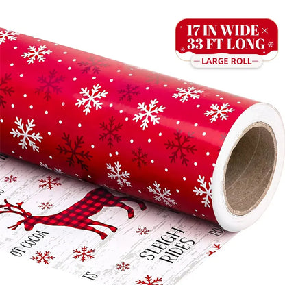 Reversible Christmas Gift Wrapping Paper Roll (17" x 120") | Buy 1 Get 1 Free