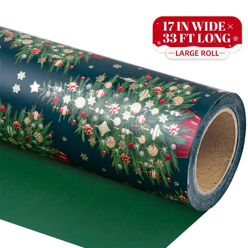 Reversible Christmas Gift Wrapping Paper Roll (17" x 120") | Buy 1 Get 1 Free
