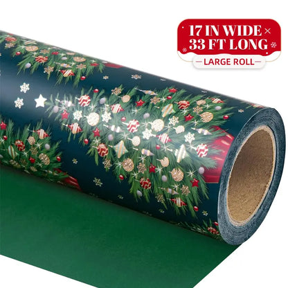 Reversible Christmas Gift Wrapping Paper Roll (17" x 120") | Buy 1 Get 1 Free
