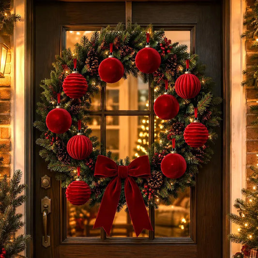 Shatterproof Flocked Velvet Christmas Ornaments Set