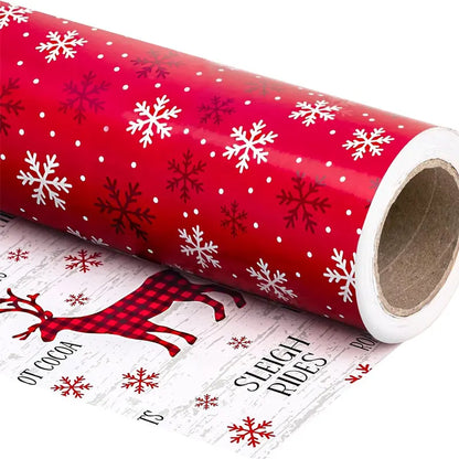 Reversible Christmas Gift Wrapping Paper Roll (17" x 120") | Buy 1 Get 1 Free