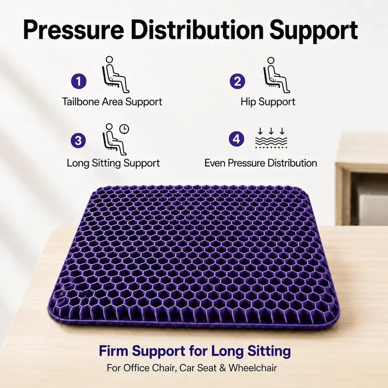 Ergonomic Gel Seat Cushion for Instant Back & Tailbone Pressure Relief