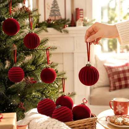 Shatterproof Flocked Velvet Christmas Ornaments Set