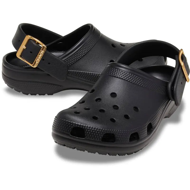 Elevate Everyday Comfort with Metallic Accent Platform Clogs