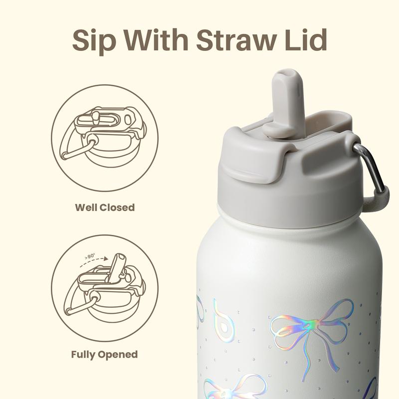 Insulated Water Bottle with Built-In Bottom Pill Storage Case