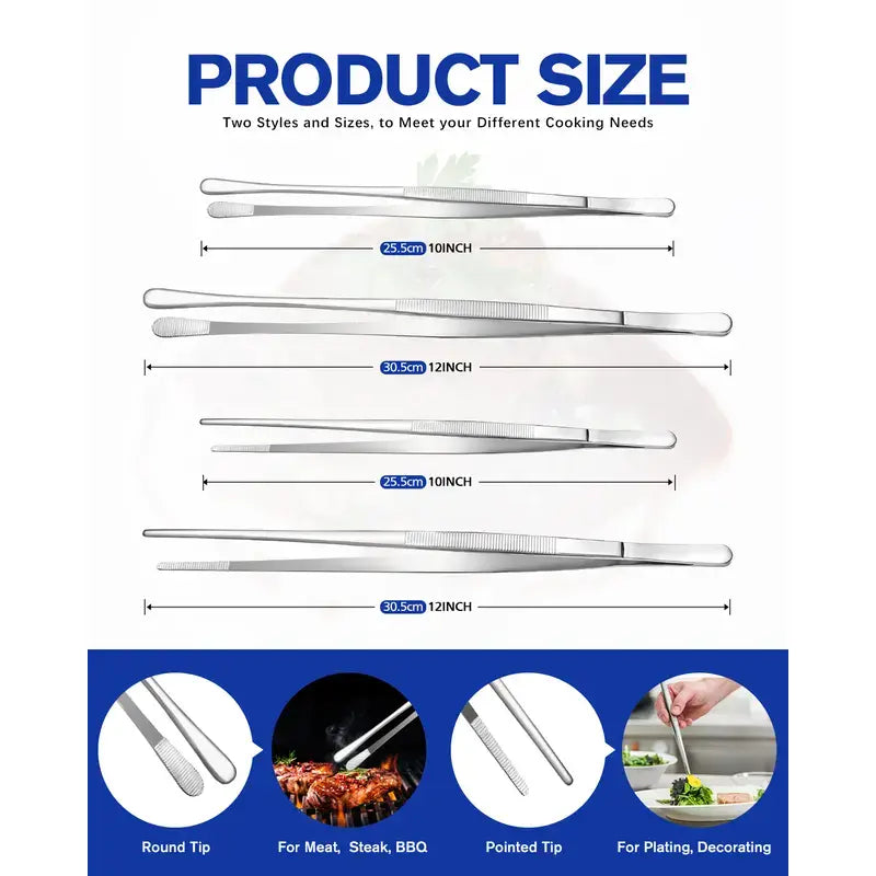 Precision Stainless Steel Culinary Tweezer Set For Chef-Grade Cooking & Plating