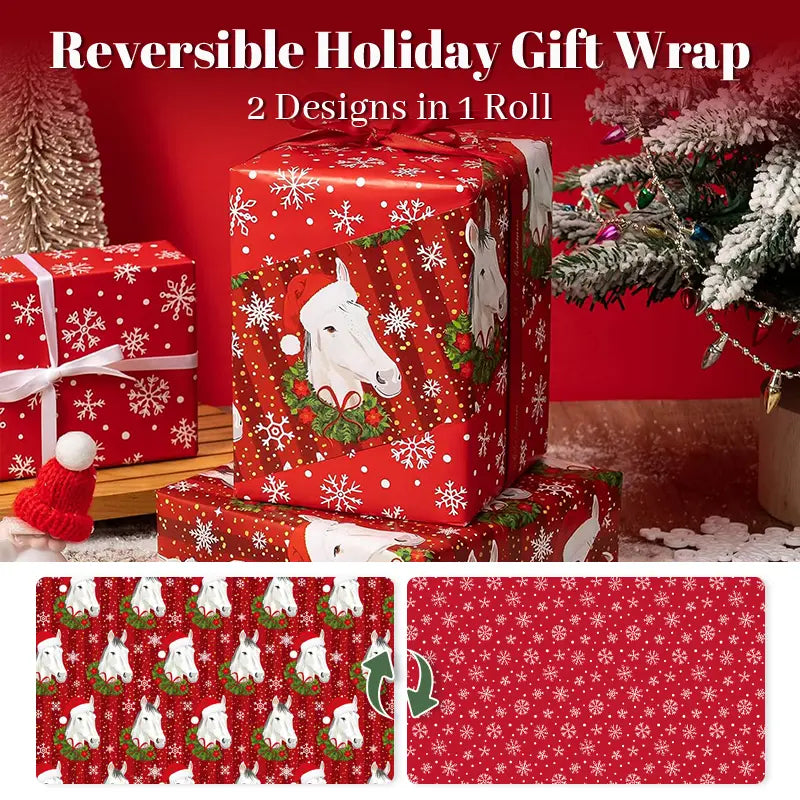 Reversible Christmas Gift Wrapping Paper Roll (17" x 120") | Buy 1 Get 1 Free