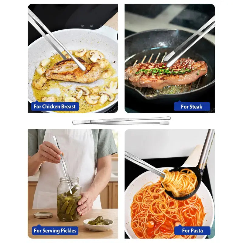 Precision Stainless Steel Culinary Tweezer Set For Chef-Grade Cooking & Plating