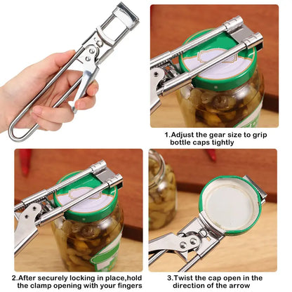 Effortless Adjustable Stainless Steel Jar Opener for Weak Hands | Buy 1 Get 1 Free