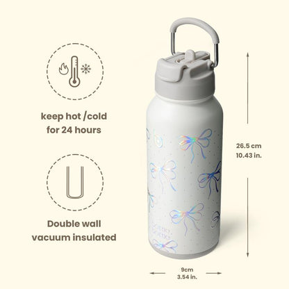 Insulated Water Bottle with Built-In Bottom Pill Storage Case