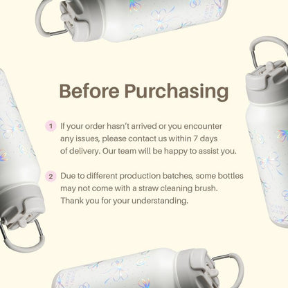 Insulated Water Bottle with Built-In Bottom Pill Storage Case