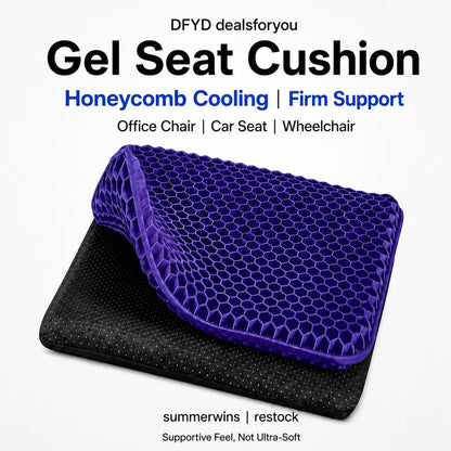 Ergonomic Gel Seat Cushion for Instant Back & Tailbone Pressure Relief